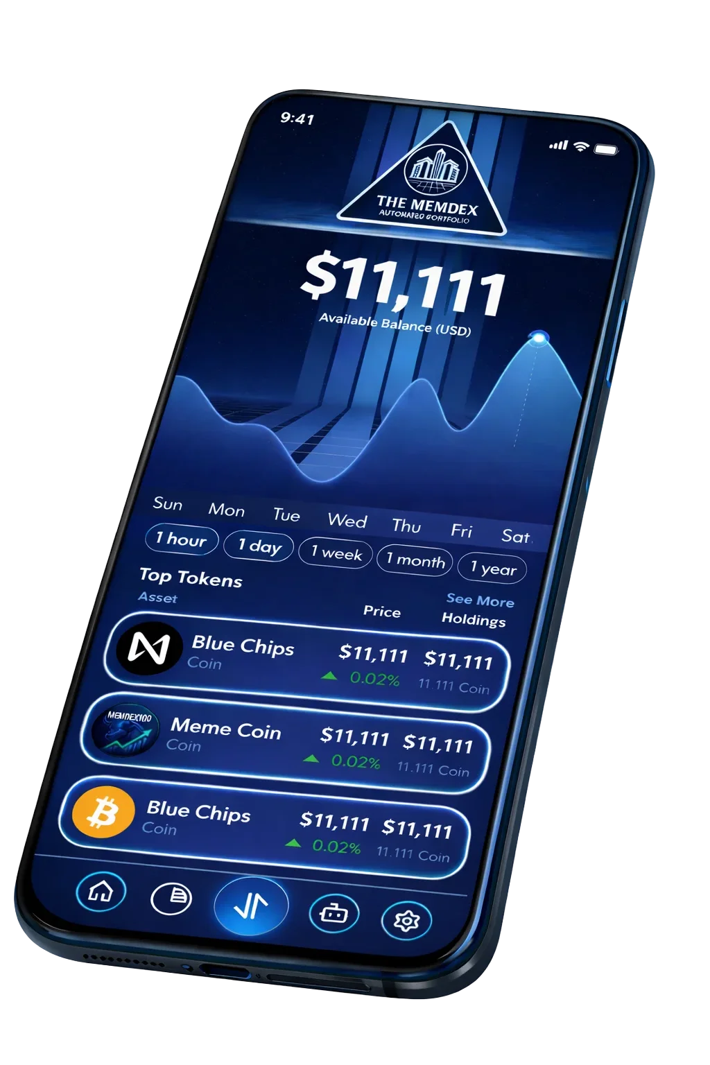 Memdex One mobile app showing portfolio map